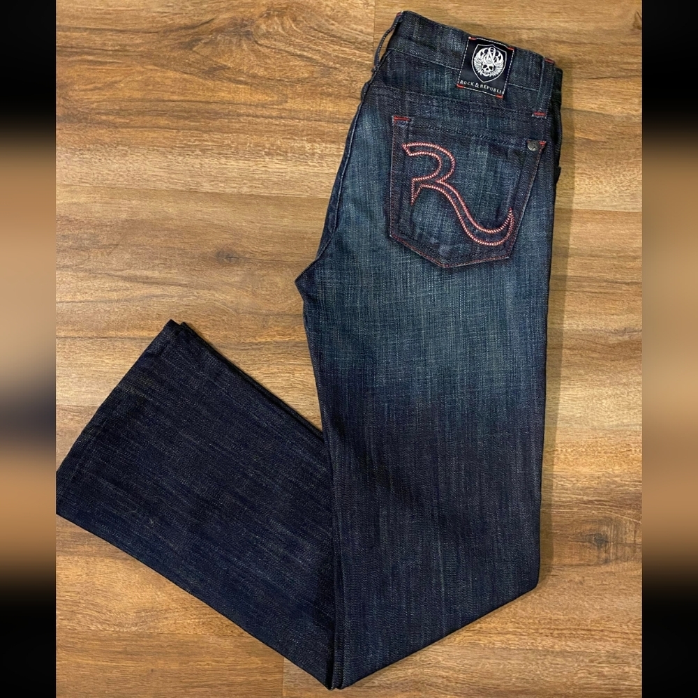 Rock & Republic Bootcut Jeans - Kasandra Women's Size 27 - Red stitching